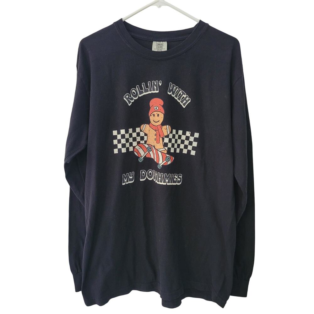 Comfort Colors Size L Long Sleeve Rollin With My Doughmies Holiday Graphic